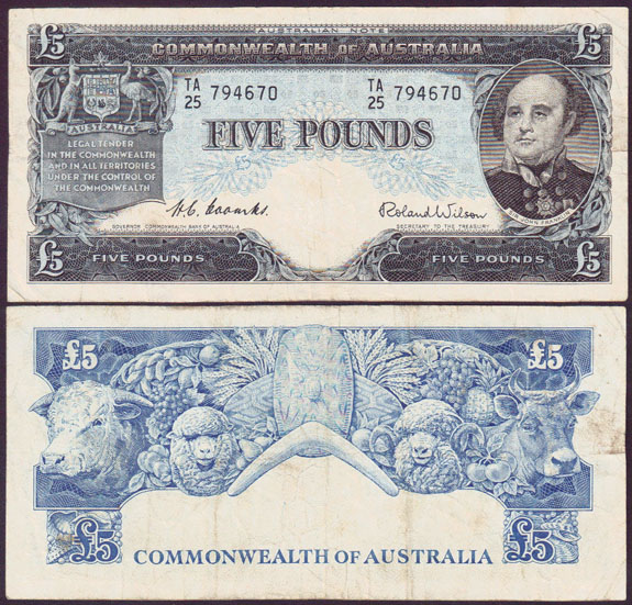 1954 Australia 5 Pounds (CBoA) gFine L001257